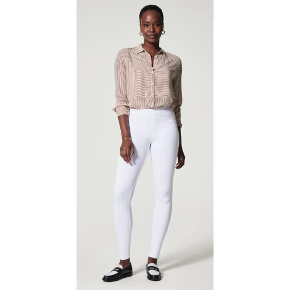 Spanx Jean-ish Ankle Leggings Women's Small White Skinny Elastic Waist